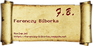 Ferenczy Bíborka névjegykártya